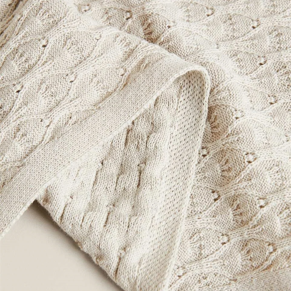 Factory Sales Wholesale Chunky 100% Cotton Throw Blanket Crochet Custom Organic Knitted Baby Blanket CX