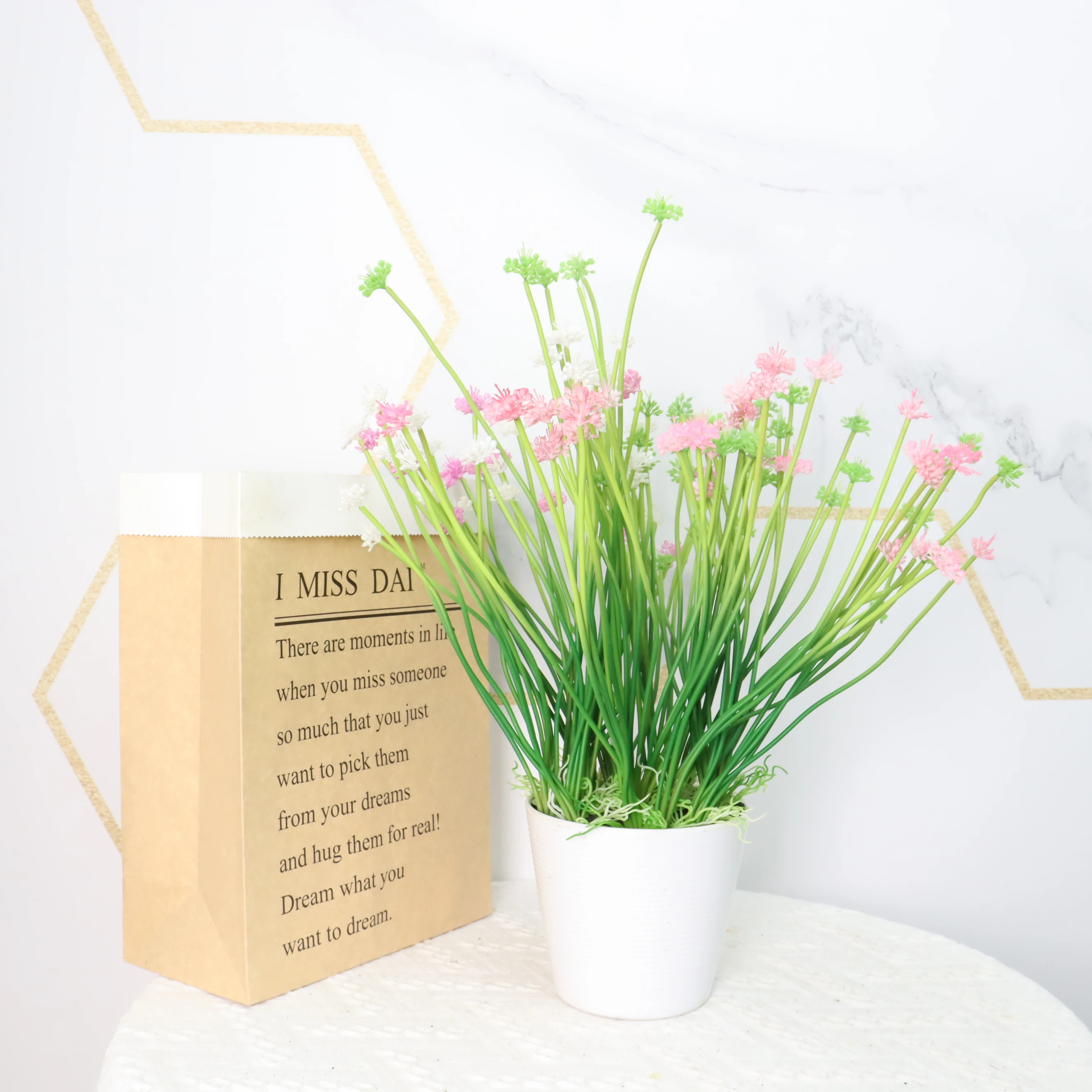 Shallots Artificial Plants With Pot Set, Artificial Bonsai Pots Cheap Pot