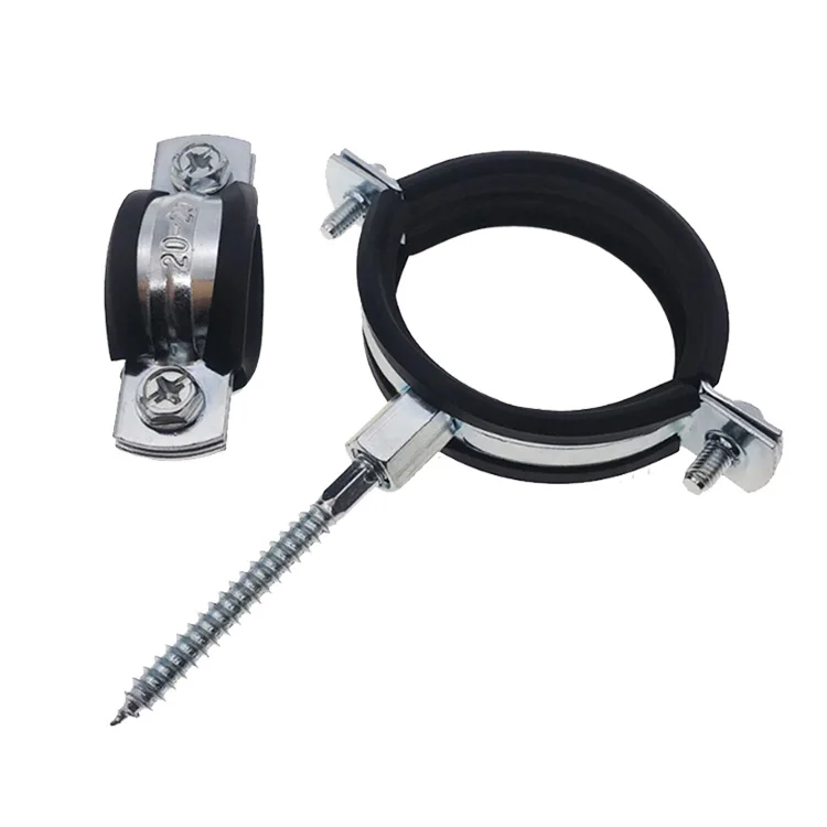 Wall Mount 6 M8 Hanger Bolt  Pipe Clamp with Rubber Heavy Duty Pipe Clamp