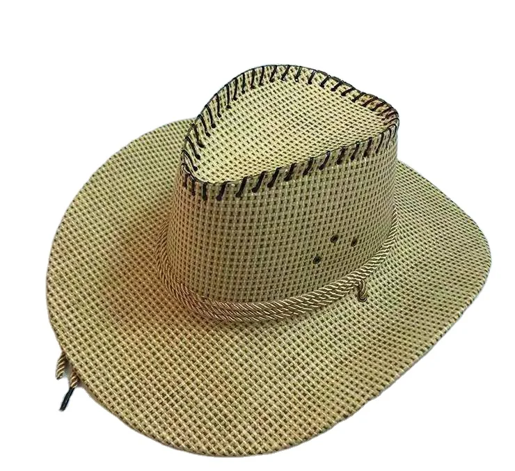 Wholesale Outside Fashion West Paper Straw Hat  Panama Cowboy Hat Bucket Sunhat Farmer Hat