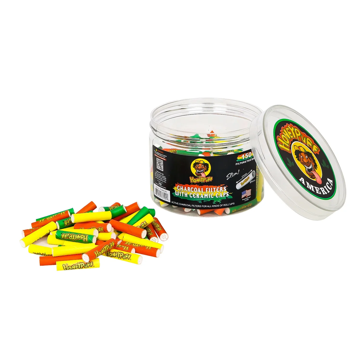 Wholesale Honeypuff  27 * 6mm Red Yellow Green Brown White Mixcolor Activated Carbon Cigarette Filter Tips Smoking Accessories