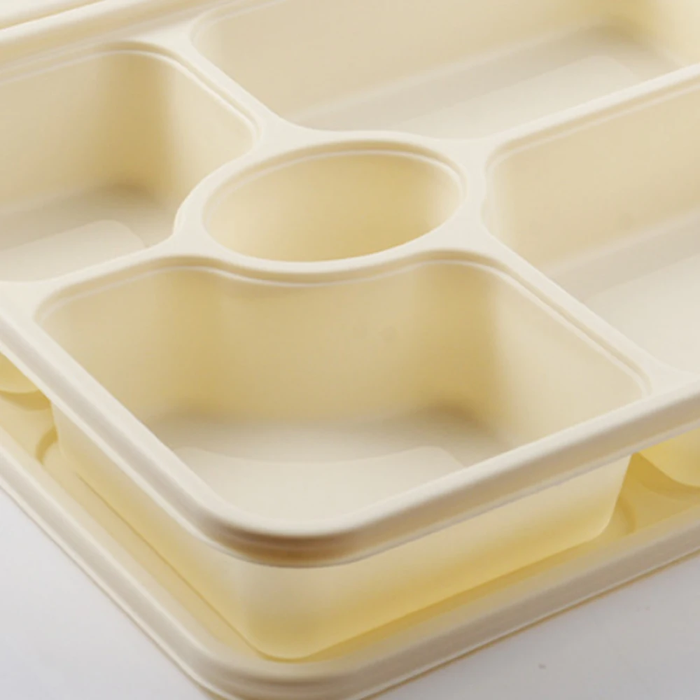 Newest Hot Sale Food Grade Cornstarch Lunch Box Disposable Take Out Packaging Environmentally Friendly Meal Food Box Cake Box KS