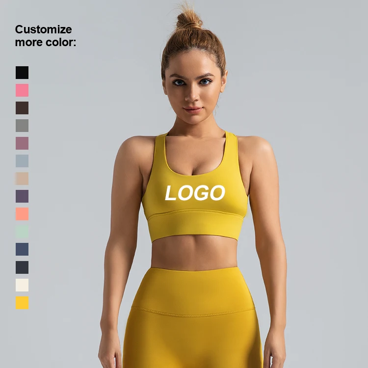 Customizable Casual Crop Top Enhanced Support Quick Dry Fitness Yoga Running Push Ups Shock Absorption Sports Bra for women