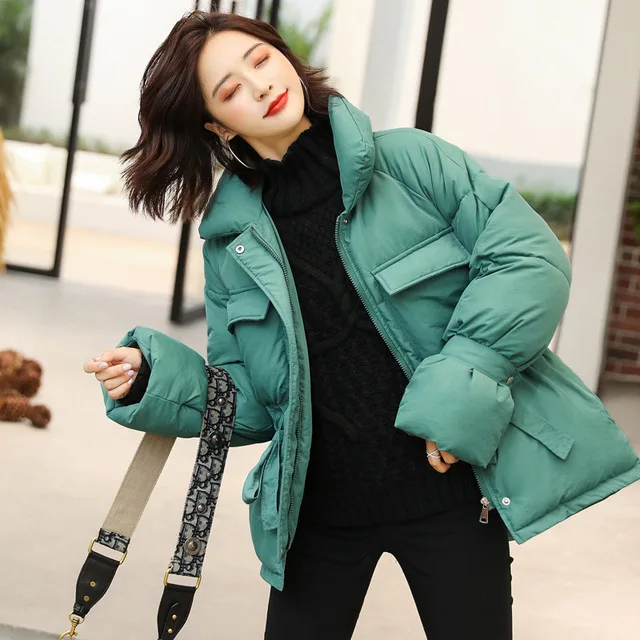 Plus Size Solid Color Winter Short Warm Parka Fashion Ladies Coat Women Cotton Padded Jacket