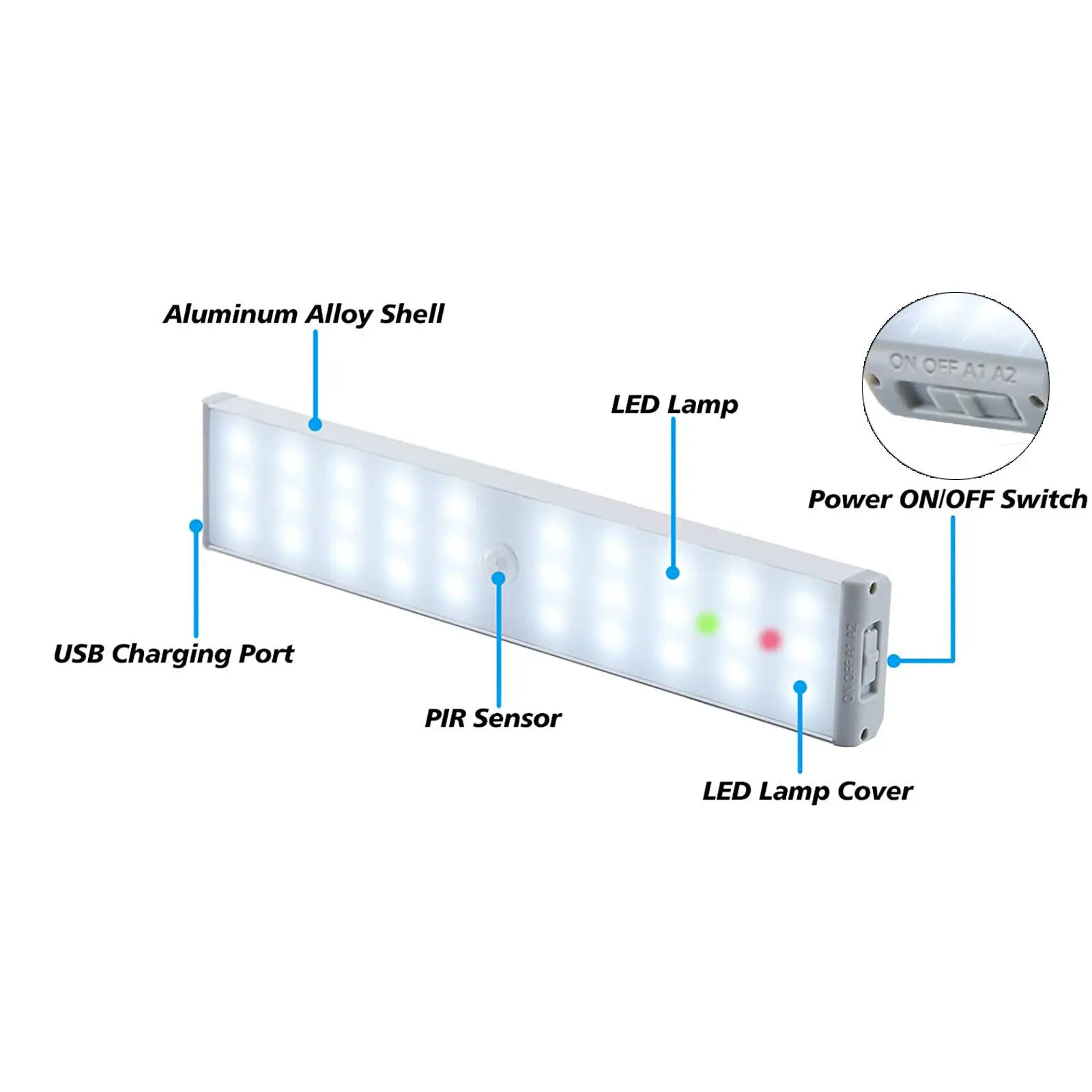 LED Cabinet Light USB Body Lamp Furniture Light OEM Switch Magnetic Wall Motion Sensor Under LED Cabinet Light