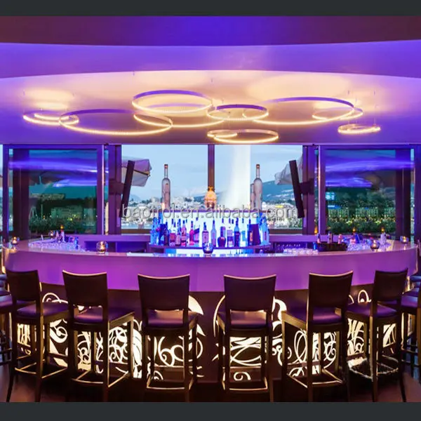 illuminated led free standing commercial wooden modern bar counter