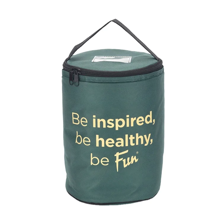 Reusable Refrigerated Cooler Bags 12 Can Cooler Bag Supermarket Round Beer Can Cooler Bag with Ice Pack Insulated Food