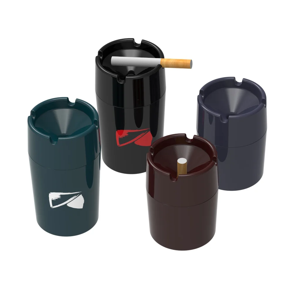 7cmx12cm detachable smokeless windproof mini melamine ashtray with lid used in car
