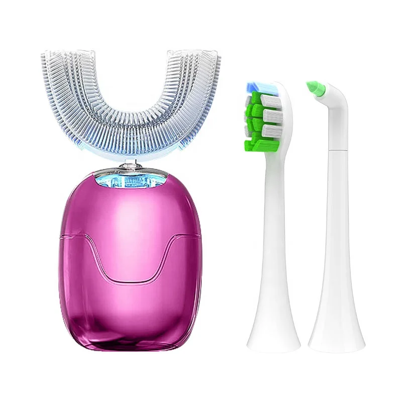 Professional IPX7 Waterproof 360 degree U Shape Electric Toothbrush Ultrasonic Brush Adult Blue Light Teeth Whitening Kit