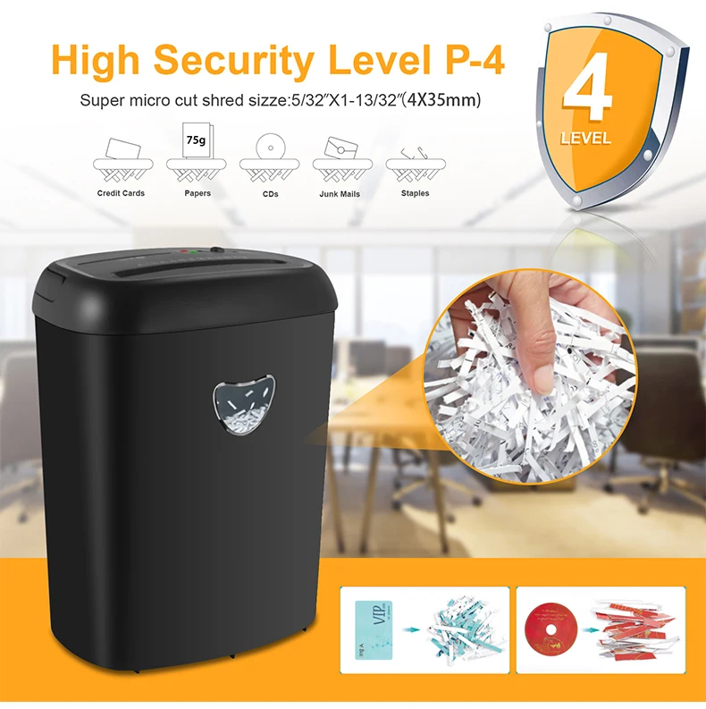 Office Paper Shredder Machine CD210P-8 Home Electric Household 8 Sheets A4 with Large Bin 25L