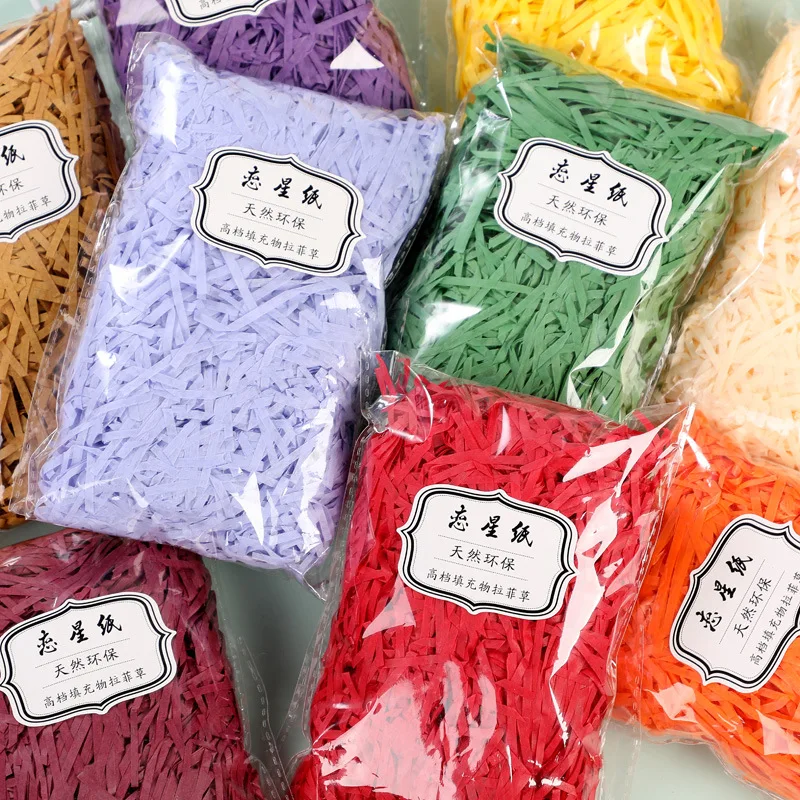 10g Lafite Grass Shredded Paper Silk Packaging Gift Box Decorative Filler Colorful Shredded Paper Strip RAFFIA Grass Shredded