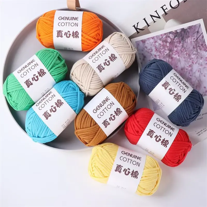 Yarn Craftsman 68% Cotton 32% Nylon Blended Yarn 10S/1 26 Colors DIY Knitting Chunky Core Spun T-shirt yarn for Bag