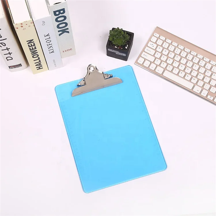 
Hot sale A4size colorful PS transparent colorA4 clip writing board Strong Graduated Clip Board 