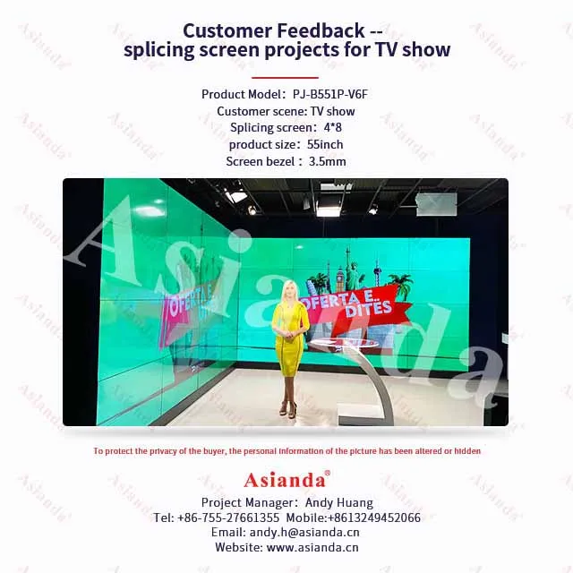 Asianda 3x3 4K 55inch Indoor Advertising Playing Equipment Supper Narrow Bezel 0.88 1.8 3.5mm 55 inch LCD Video Wall Panel