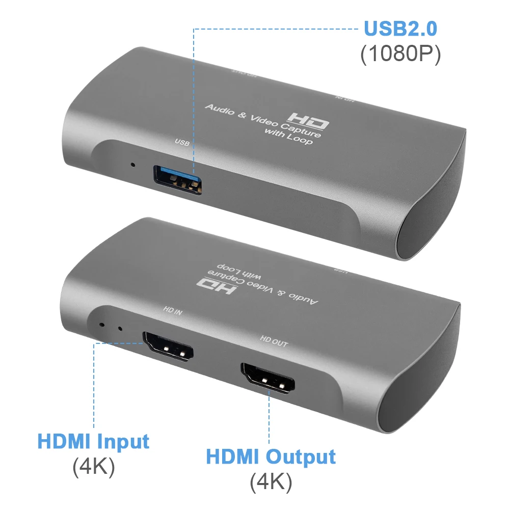  4K HD аудио Карта видеозахвата с петлей 1080P HDMI/F до USB2.0 видео захвата записи коробка для компьютера потокового