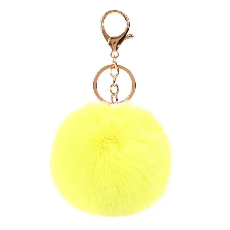 Colorful Pom Poms Keychains Faux Rabbit Fur Fluffy Ball Keyring For Car Handbag Tote Bag Pendant