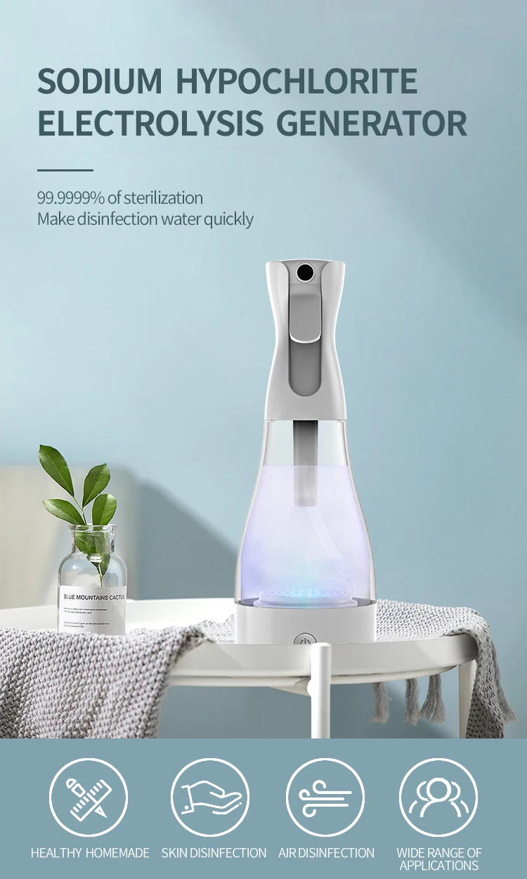 Large Capacity 500ml Sodium Hypochlorite Generator for Home Cleaning and Disinfection Personal Cleaning Feature Stocked