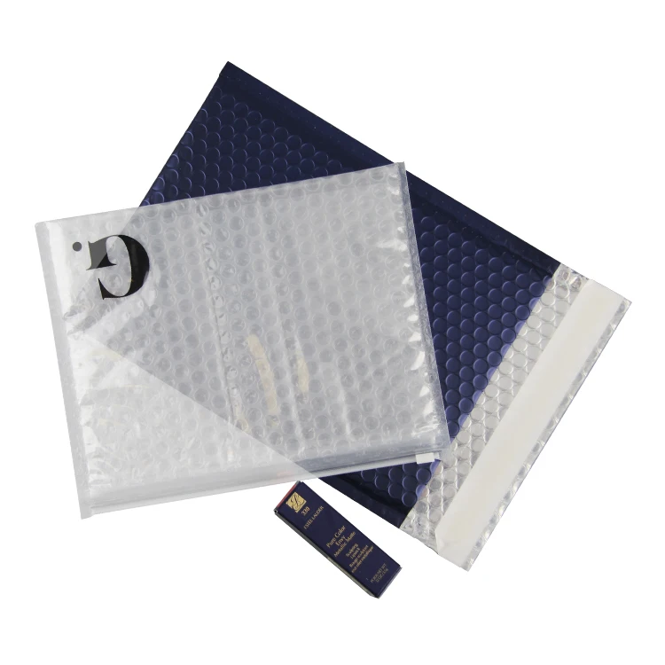 Custom logo silver black white pink purple cosmetic zipper shipping packaging poly bubble mailer padded envelopes bag