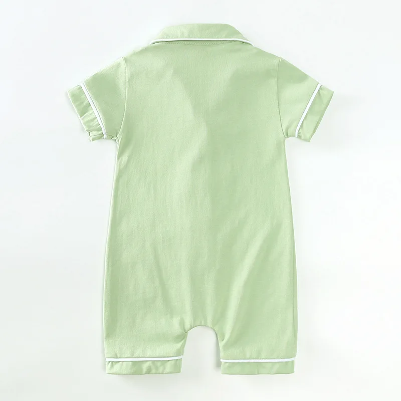 New Design Kids 100% Cotton Jumpsuit sleepwear Toddler Baby Boys Girls Short Sleeve Plain romper Pajamas Mommy and Me Pajamas