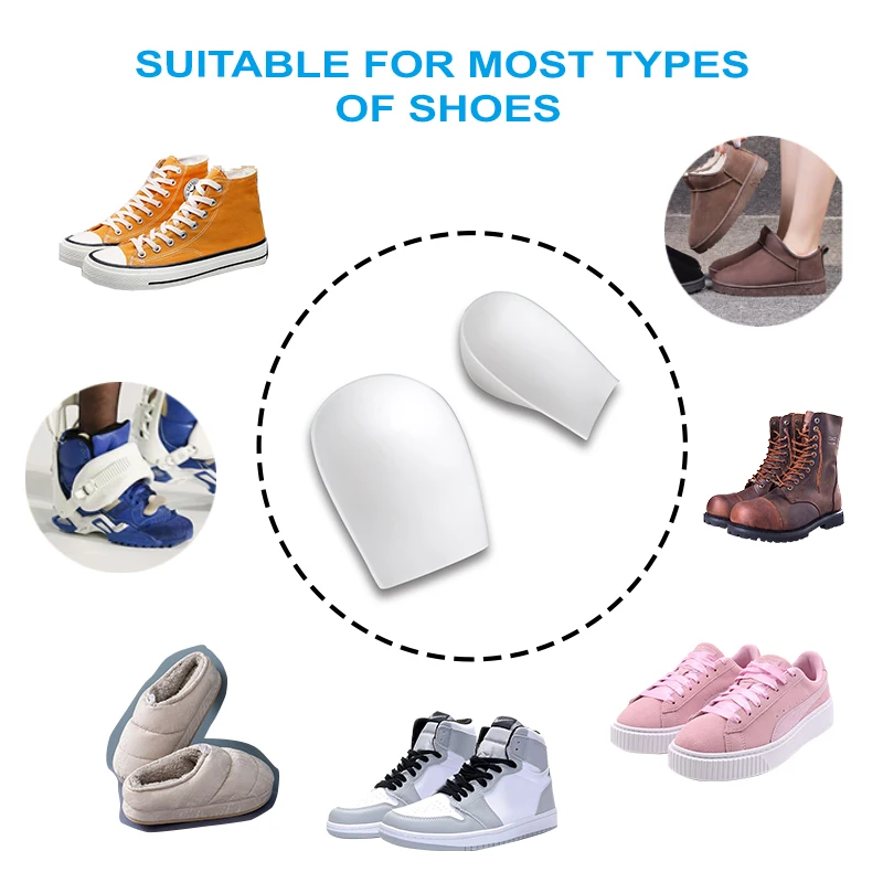 Factory Wholesale unisex U-shaped silicone heel pad shock-absorbing heel cup invisible heightening pad