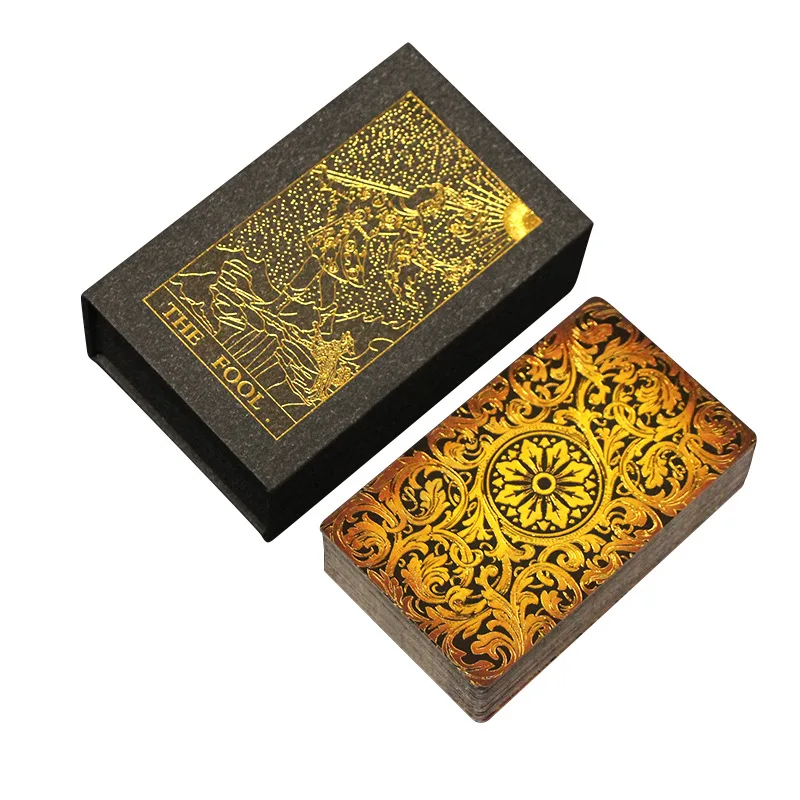 High Quality Professional PVC Tarot  Wholesale New Gold Foil Tarot Cards Durable Light Luxury Magic Board Game