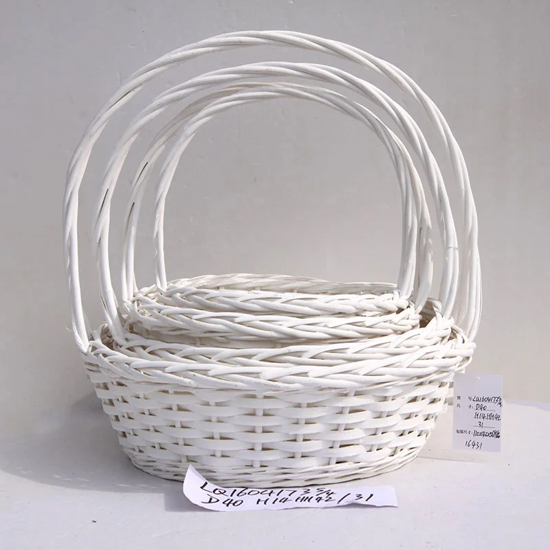 Хорошее качество Бытовая плетеная корзина для хранения подарков с ручкой