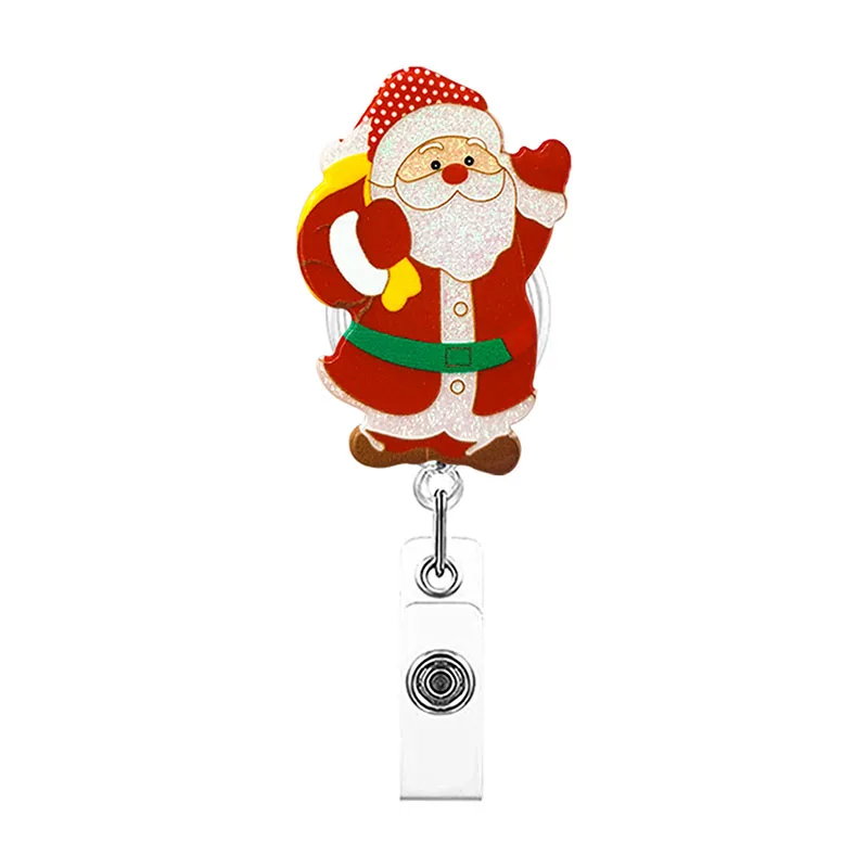 2023 Christmas Office Nurse Gifts Glitter Acrylic Custom Badge Reels Wholesale Luxury Designer Badge Reel