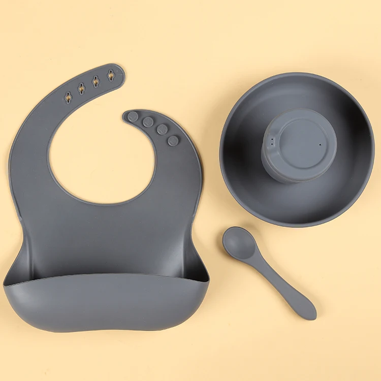 Gift Box Set Newborn Tableware Silicon Food Grade Suction Plate With Placemat For Baby Eating