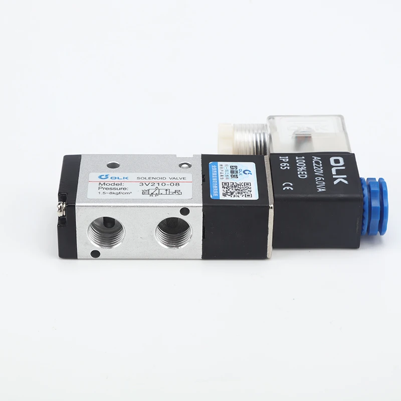 DC24V Voltage 3V210-06 3V210-08 3 Way 2 Position Pilot Solenoid Valve 3V Air 3/2 Vavle AC220V DC12V
