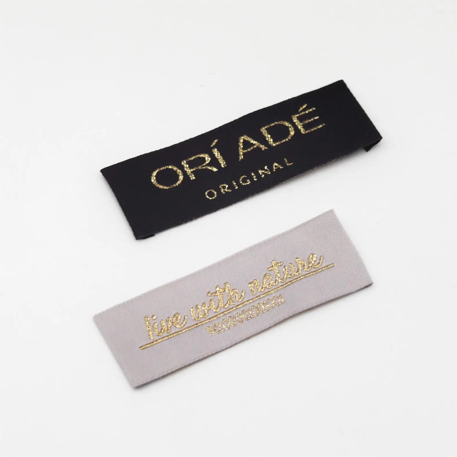 Custom Sewed Luxury metal wire Soft Satin Private Clothing Woven Label T-shirt Garment Main/Neck Label Tags