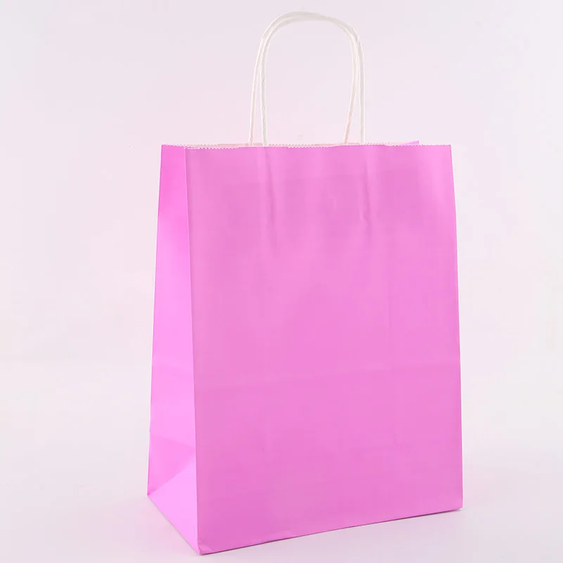 26*12*33 cm stock White and brown colorful biodegradable kraft paper twisted tote shopping bag with logo printed