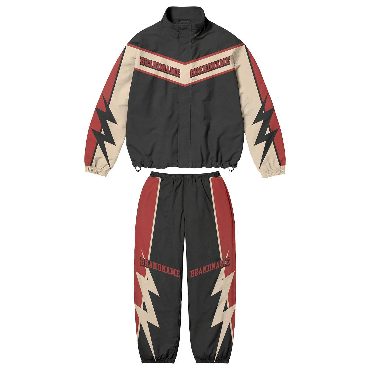 Custom Sublimation Print Oversize Polyester Casual Outdoor  Wind Breaker Waterproof Zip Up Track Jacket Set