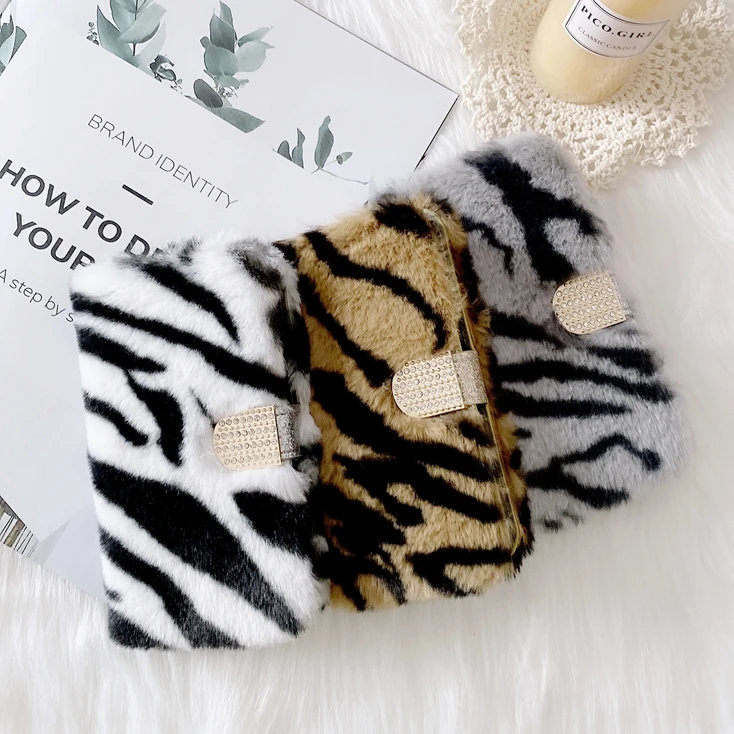 New Plush Hair Leopard Fur Wallet Leather Pouch Case Cellphone Purse Cover For IPhone 12 11 Pro Max XR X XS Max 8 7 Plus 6 6S