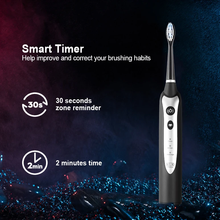 Wholesale Home Cheap Adult Double Color Bristle Electric Vibration Toothbrush Wireless Charging Toothbrush