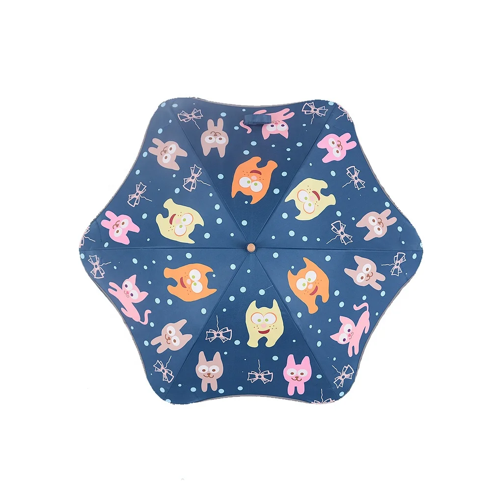 
Reflective Strip Blunt Umbrella Black Coating Round Corner Kids Straight Umbrella 