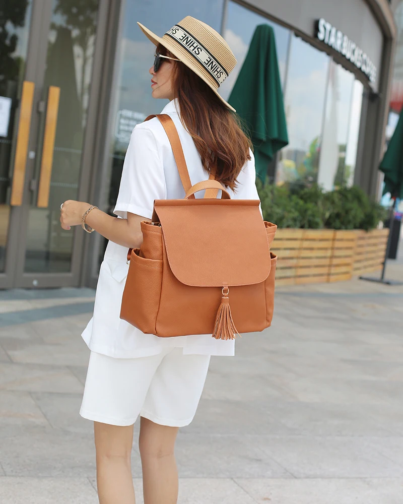 Low MOQ PU Diaper Bag Backpack with Changing Station Diaper Bags for Baby Boys Girl Diaper Bag changing Mat Pad for Mommy