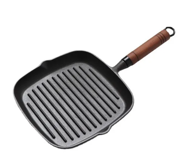 Nonstick Skillet Pour Spout Gas Stove Induction Black Square Cast Iron Steak Grill Pan