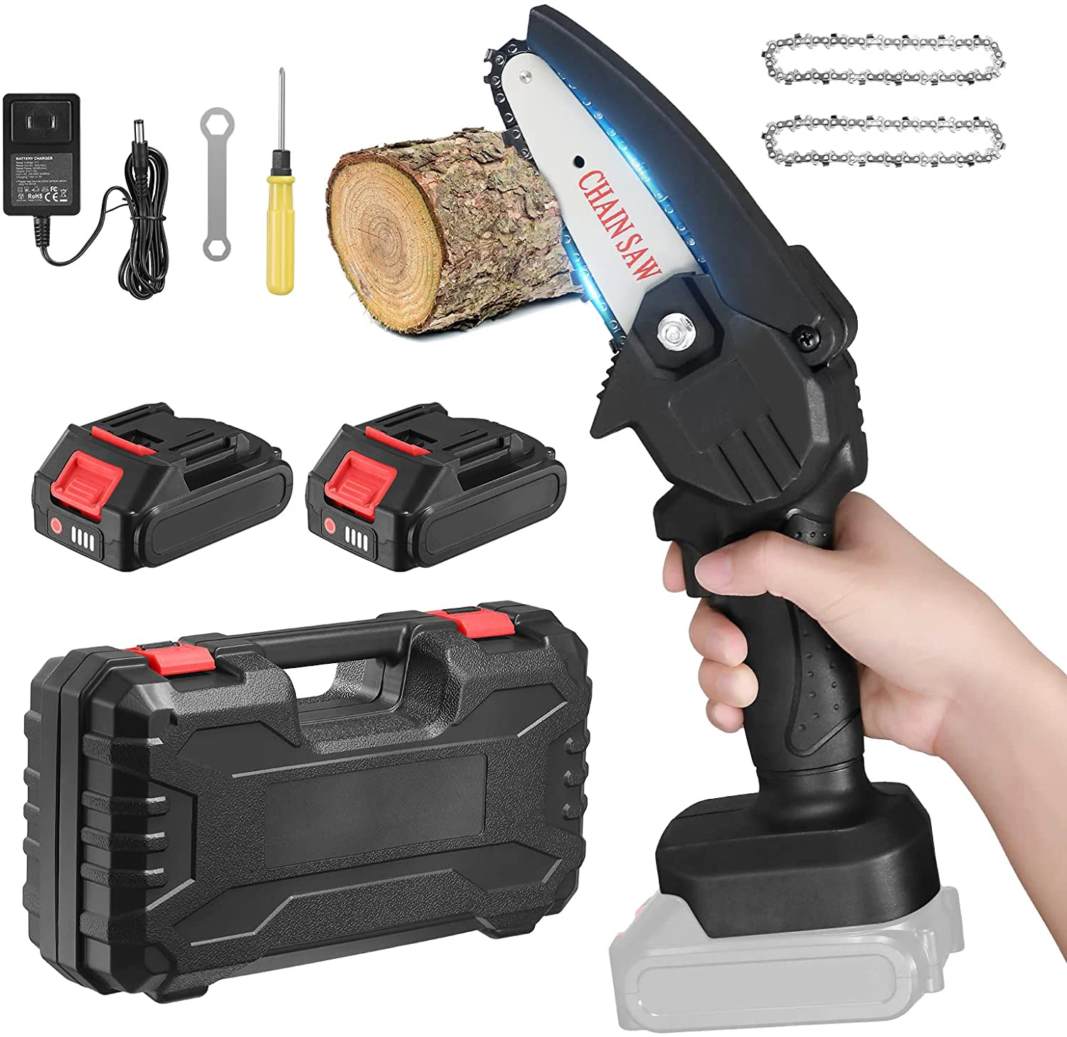 One Handed 550W Lithium Battery Mini Chainsaw 6 Inch Cordless Electric Saw for DIY & Industrial Use OEM Customization Supported