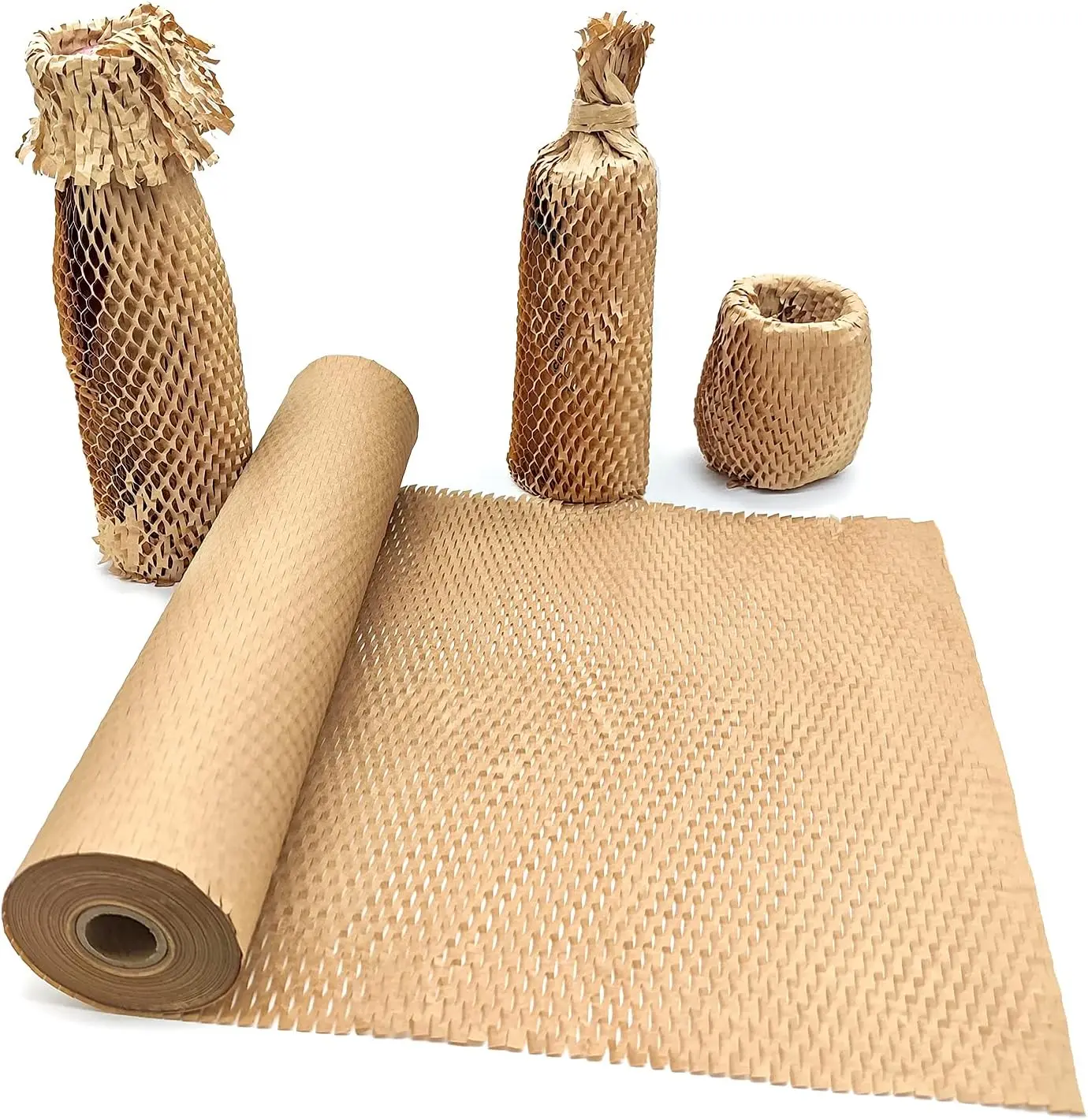 Mesh Honeycomb Perforated Wrap Paper Biodegradable Kraft Paper Cushioned Packaging Roll for Packing and Moving