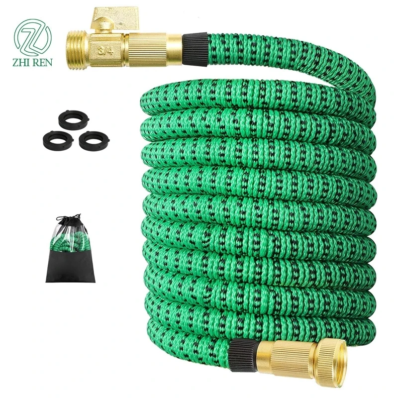 
New 2021 75 Ft Garden Expandable Hose Extra Strong Water Hose with 8 Function Zinc Nozzle, Solid Brass Fittings 