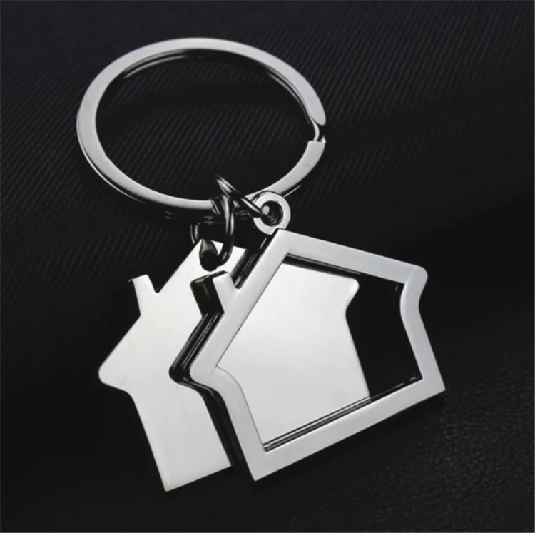 Hot Selling Blank Silver House Shape Custom Self Defense Keychain Accessories