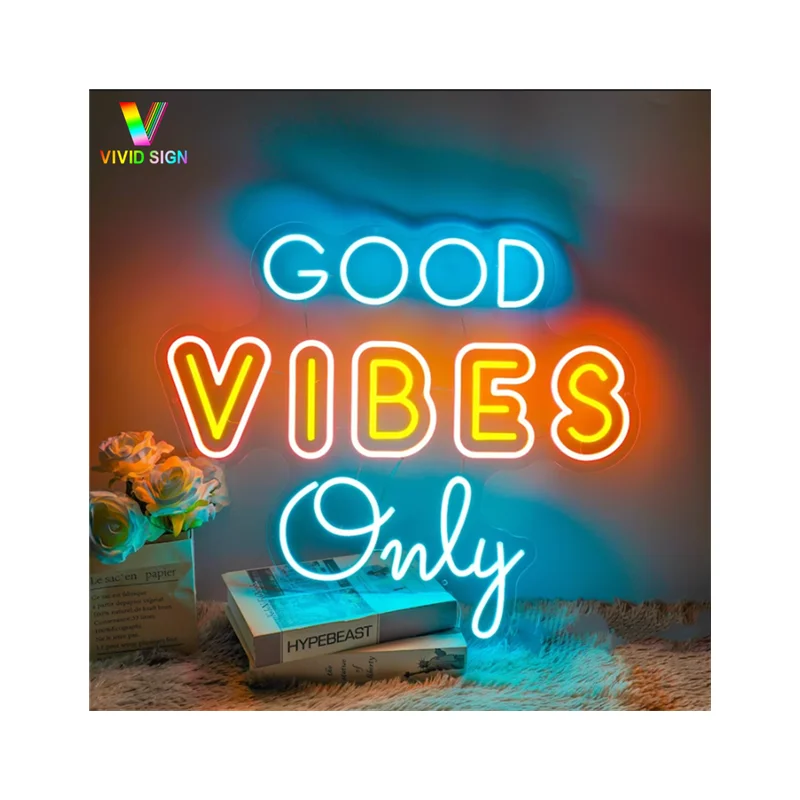 Drop shipping flex rgb neon lamp customize neon light led home decor good vibes neon sign