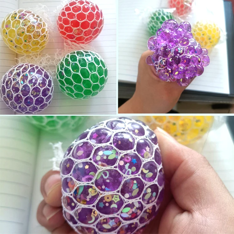 Soam Color Bead Children Adult Decompression Vent Ball Squeeze Pinch Music TPR Decompression Color Bead Funny Ball Toys