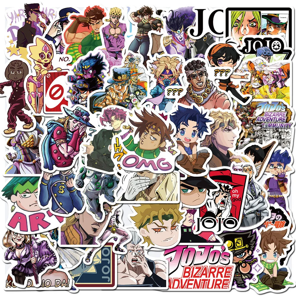 50Pcs Cartoon JoJo Bizarre Adventure Sticker Phone Car Bike Fridge Luggage Laptop Waterproof Stickers