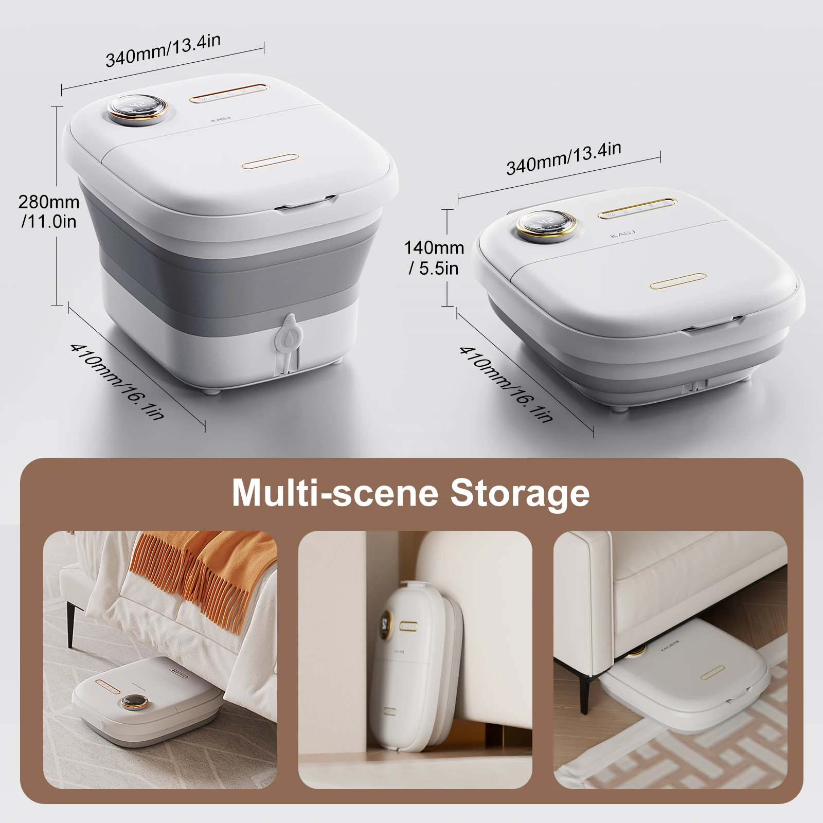 Heat Deep Kneading Foot Washing Machine Pedicure Tub Bubbles Portable Foot Spa Bath Massager