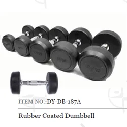 Rubber Coated Dumbbell/Wholesale high quality Fixed Round Head Rubber Coated Dumbbell