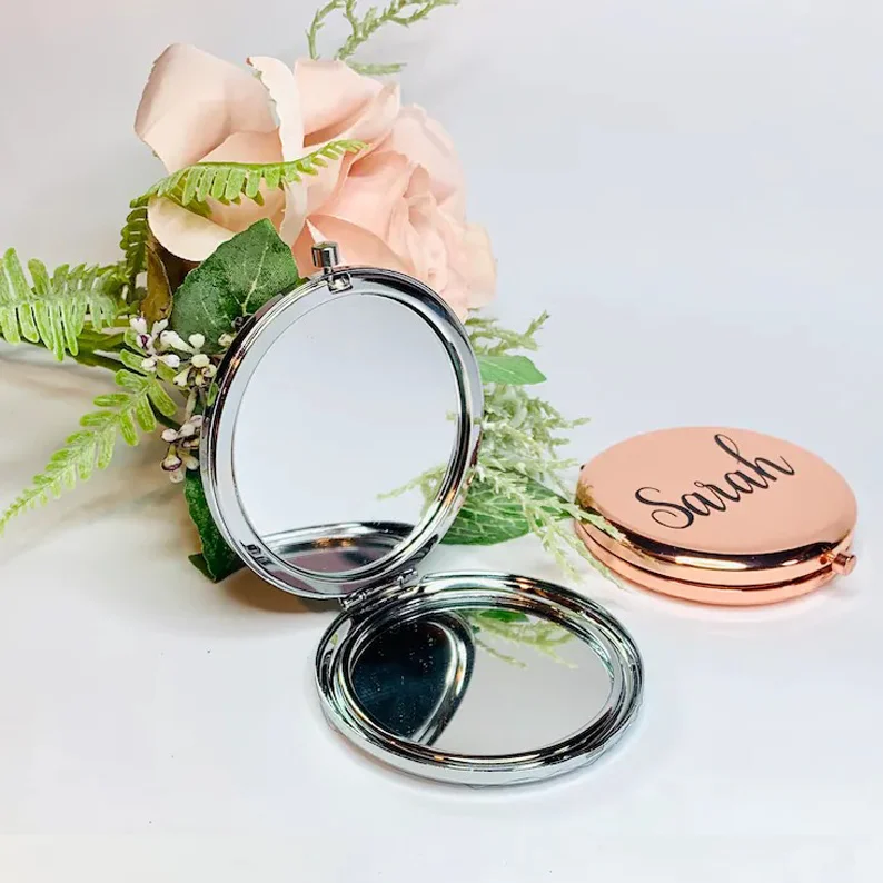 70mm 2X Magnification Compact Pocket Mirrors Cosmetic Make Up Small Folding Portable Hand Round Mirror