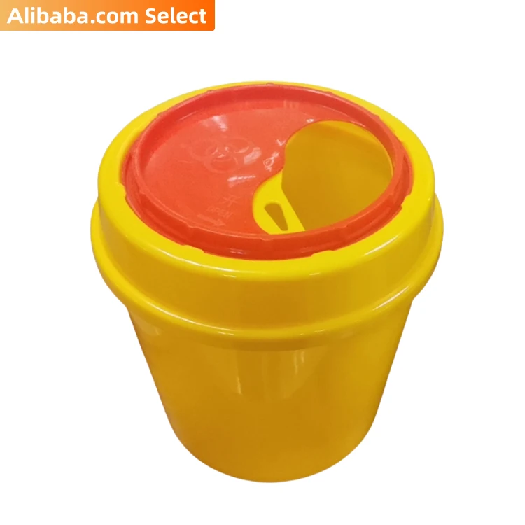 Больничный желтый, 6 л, пластиковый одноразовый медицинский круглый контейнер для удаления отходов, безопасный контейнер для биоаза, игольчатый контейнер для удаления отходов