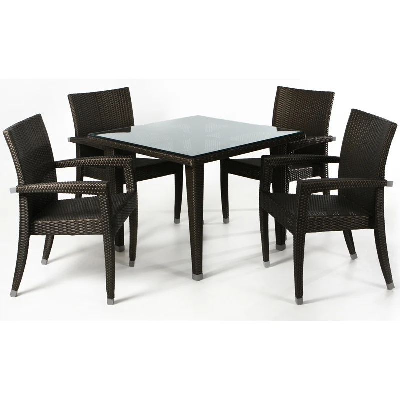 Garden Place Patio Furniture Rattan Outdoor Restaurant Dinning Table Set