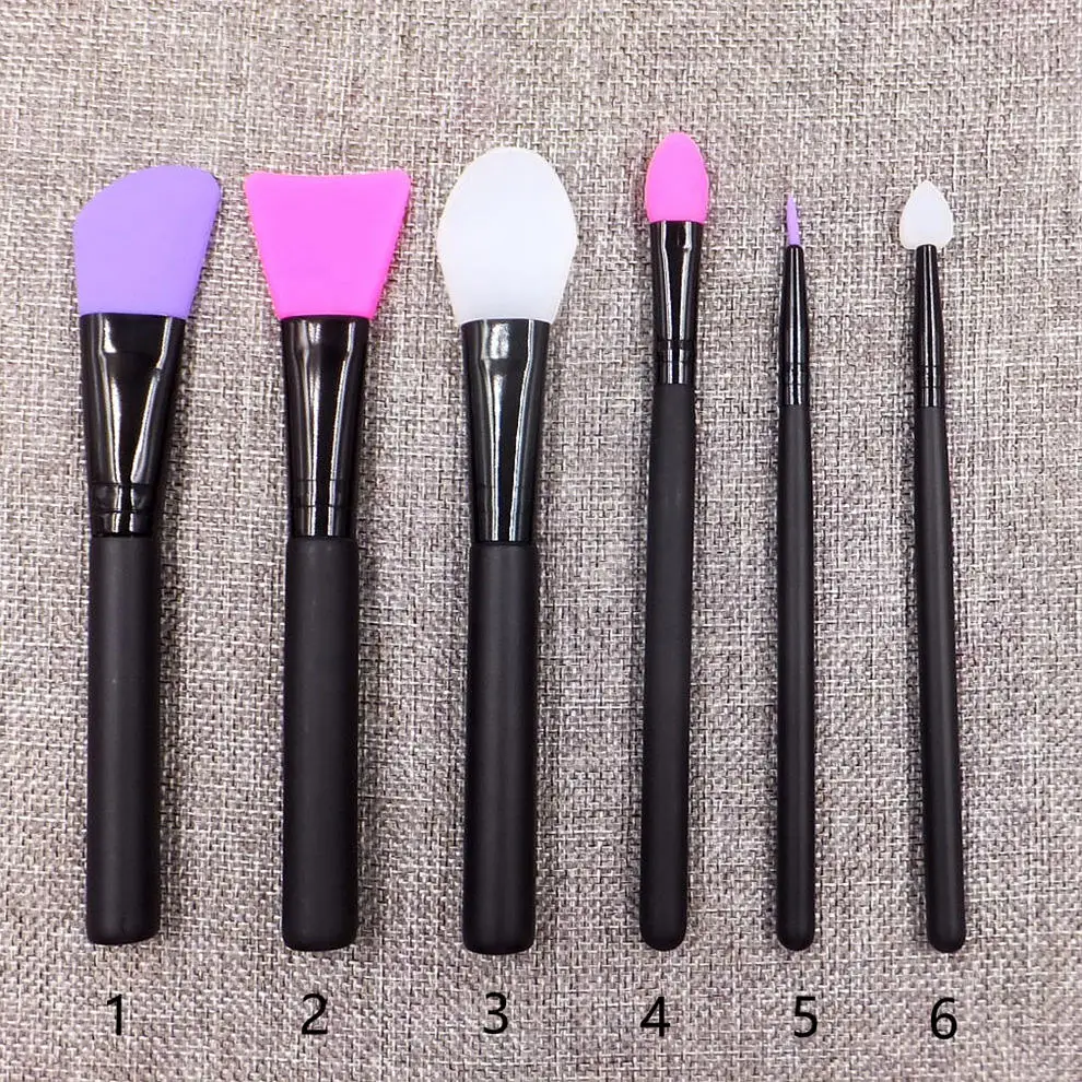 Wholesale Set of 6 Silicone Makeup Brush Includes Mud Mixing Makeup Applicator Eye Shadow Eyeliner Lip Brush